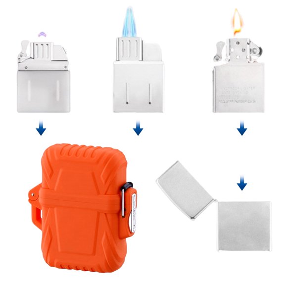 RENDZJ 2Pcs Lighter Case with Secure Locking Closure Lighter Cover for Men (Orange)