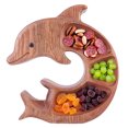 thumbnail image 1 of RENDZJ Dolphin Shaped Wood Decorative Tray Serving Tray 3 Compartments (B), 1 of 9