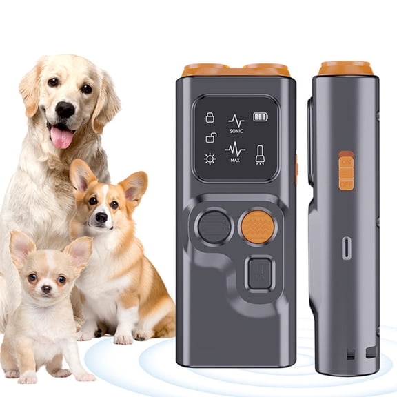 RENDZJ Rechargeable Sonic Dog Repeller with Dual Ultrasonic Emitter Led Flashlight Anti Dog Bark Deterrent Device Dog Behavior Correction Device