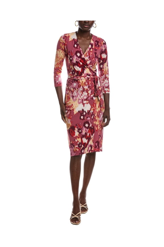 womens  Midi Wrap Dress, s, Orange