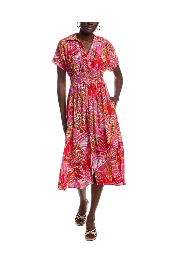 womens  Short Sleeve Midi Dress, l, Pink