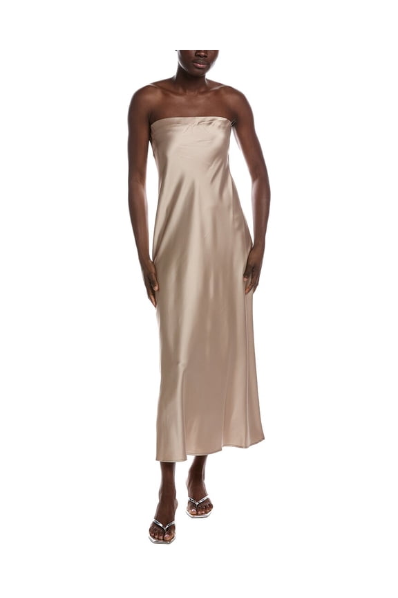 womens  Sleeveless Midi Dress, l, Brown