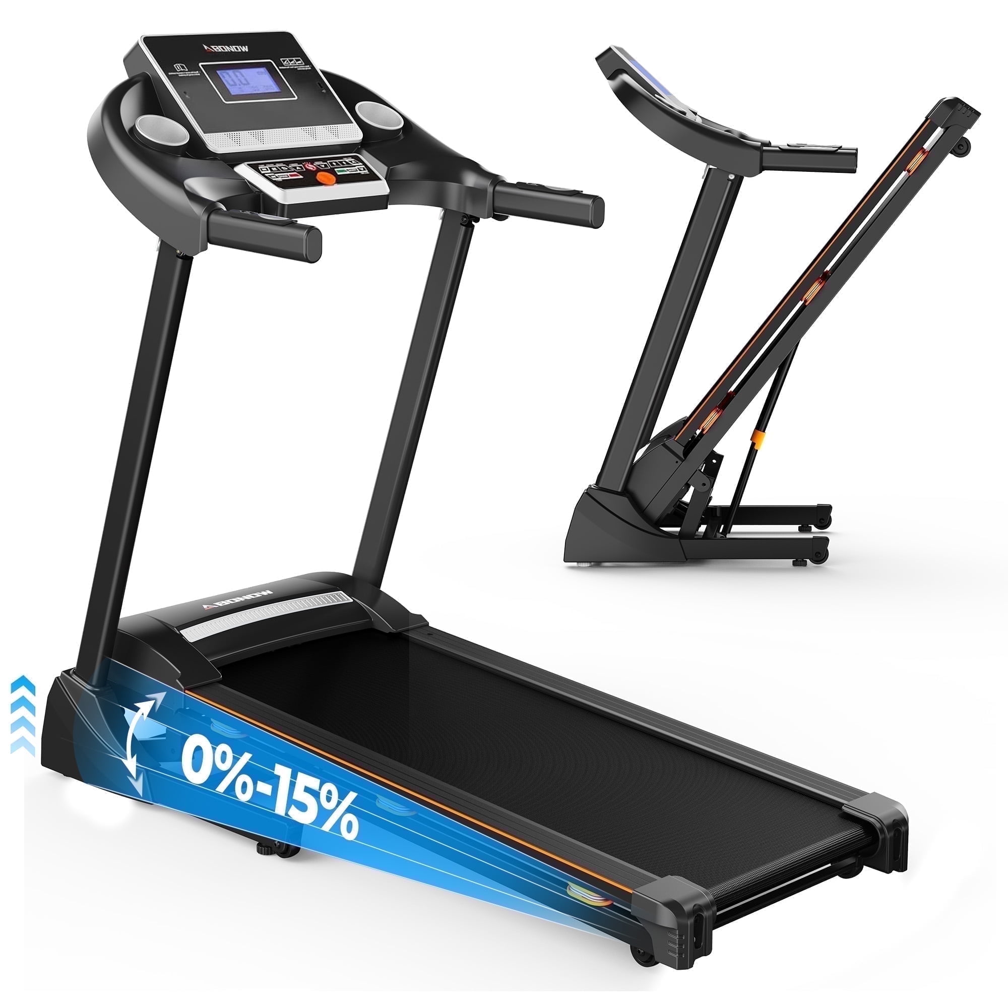 RENESTAR Folding Treadmill with Auto Incline:3.0HP Foldable Electric Treadmill for Home Fitness&Workouts, 300 lb Capacity, 0.5-10 MPH, Portable Running Machine with APP, Bluetooth Speaker