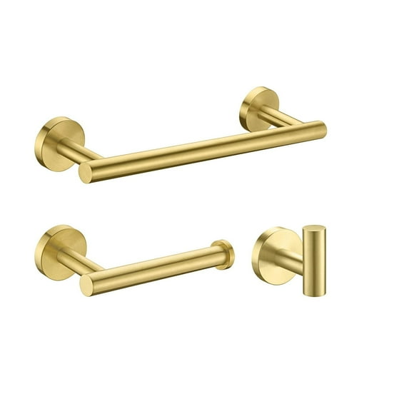 RENIST KITCHEN&BATH LLC Interbath 3 Pieces Bathroom Hardware Accessories Set Brushed Gold Goldtone Finish