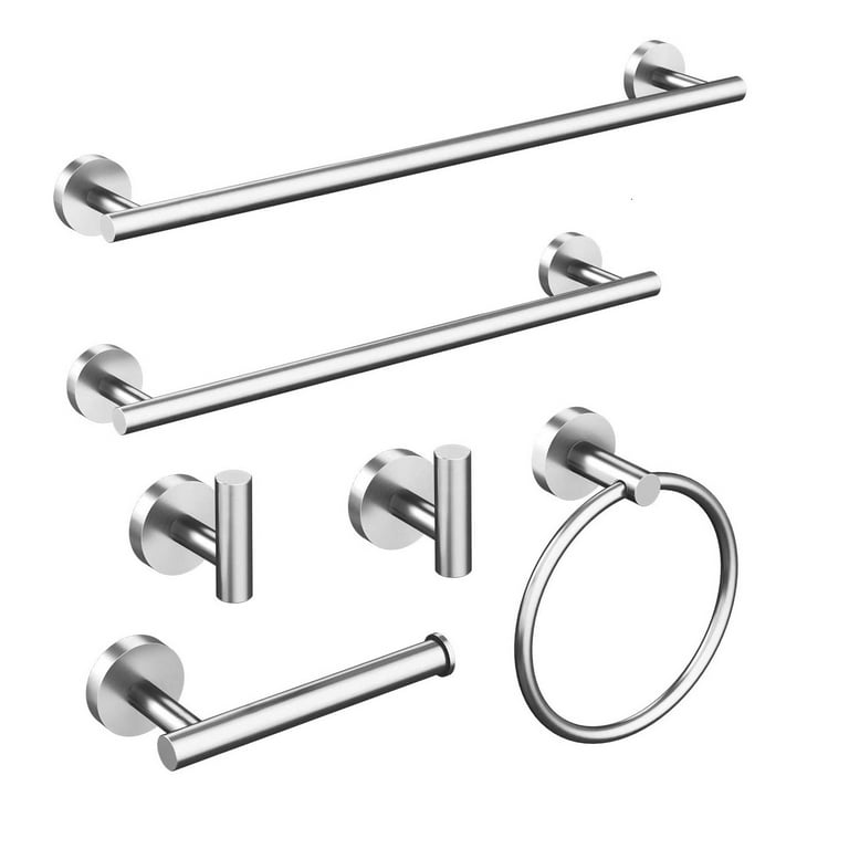 6-Piece Stainless Steel Brushed Nickel Bathroom Towel Rack Set Wall Mount