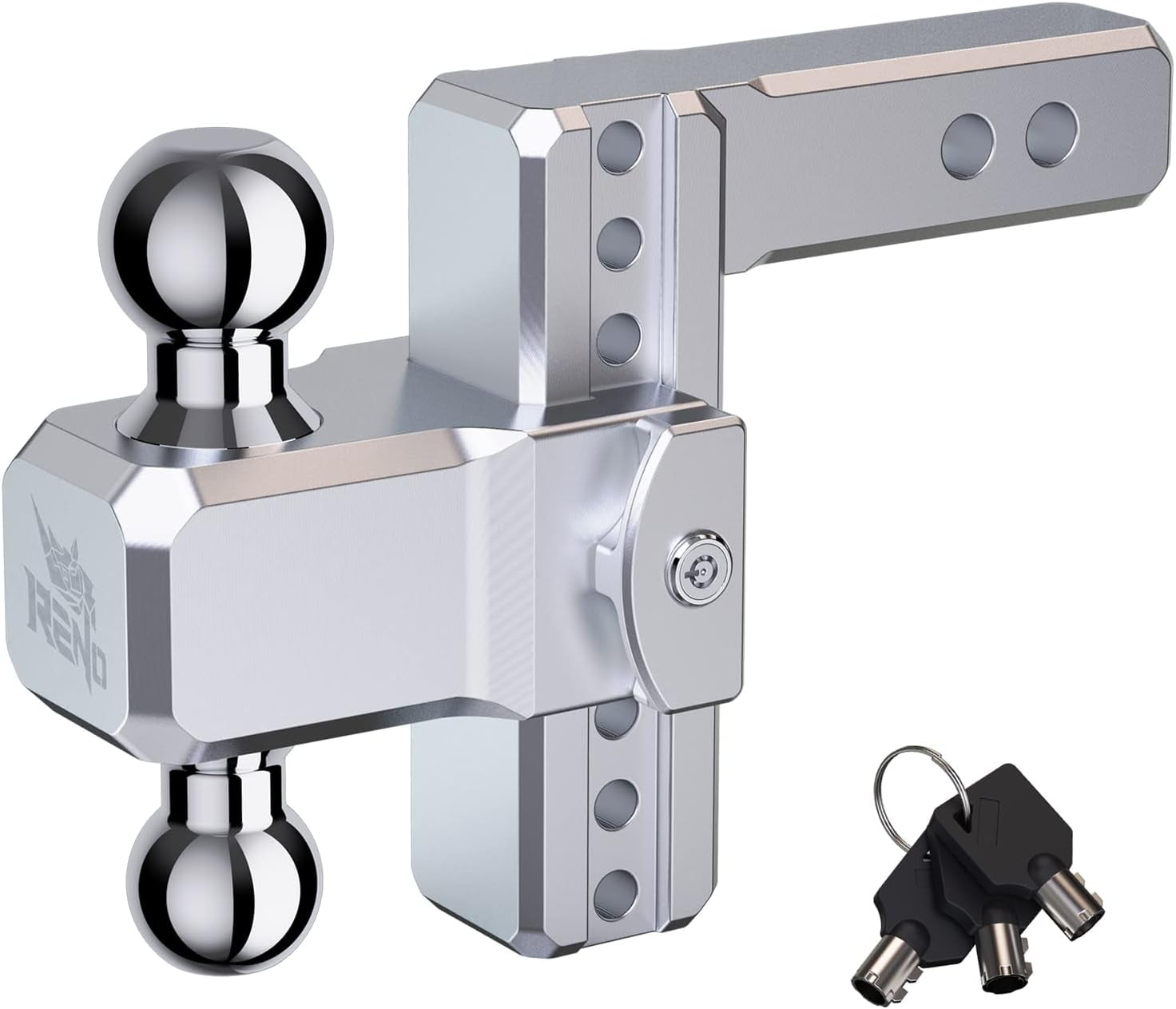 RENO Adjustable Trailer Hitch, Aluminum DualBalls with 2 Inch and 25/