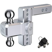 RENO Adjustable Trailer Hitch, Aluminum Dual-Balls with 2 Inch and 2-5/16 Inch, 6" Rise/Drop Hitch Ball Mount for 2" Receiver - 12,500 lbs Towing Capacity