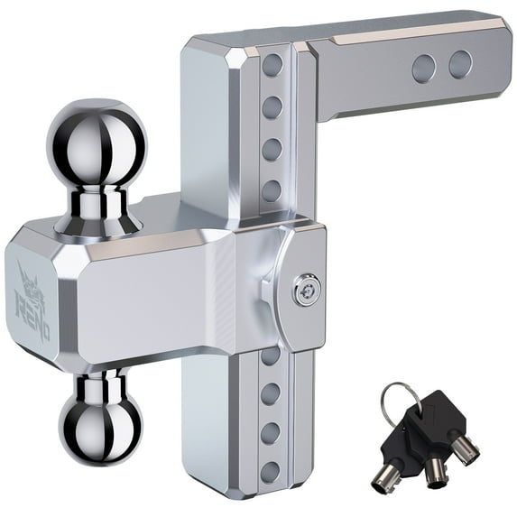 RENO Adjustable Trailer Hitch, Aluminum Dual-Balls with 2 Inch and 2-5/16 Inch, 8" Rise/Drop Hitch Ball Mount for 2" Receiver - 12,500 lbs Towing Capacity