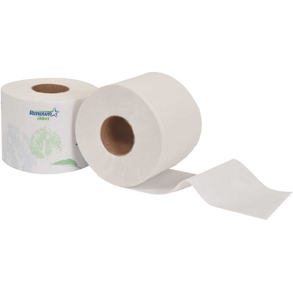 Eco-Friendly 2-Ply White Recycled Toilet Paper, 48 Rolls