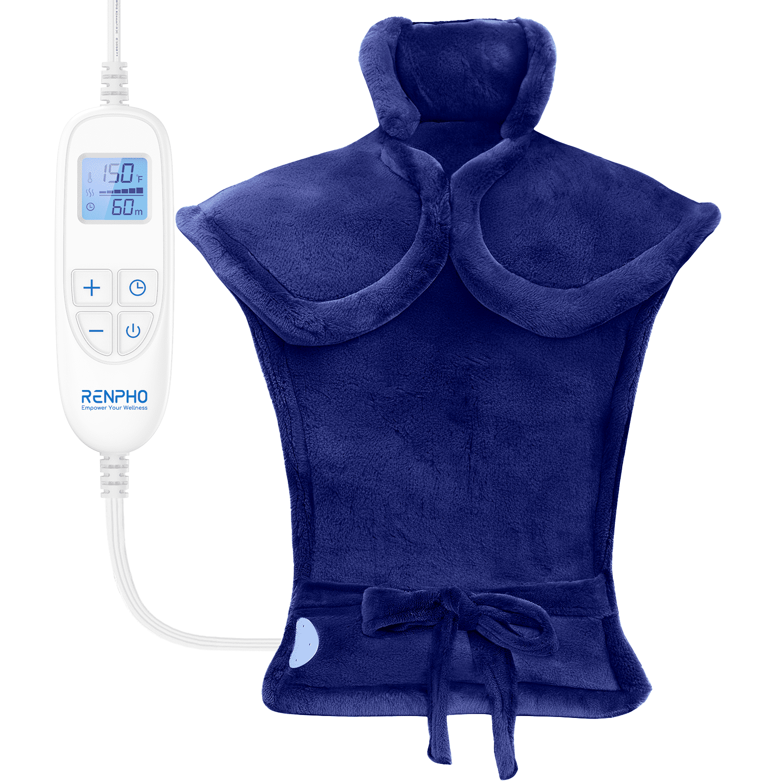 RENPHO 24"x33" Electric Heating Pad for Neck Shoulder and Back, FSA Eligible, Heat Pad for Pain Relief, Fast Heating Hot Therapy 6 Heat Settings, ETL Certified, Gifts for Women Men - Dark Blue