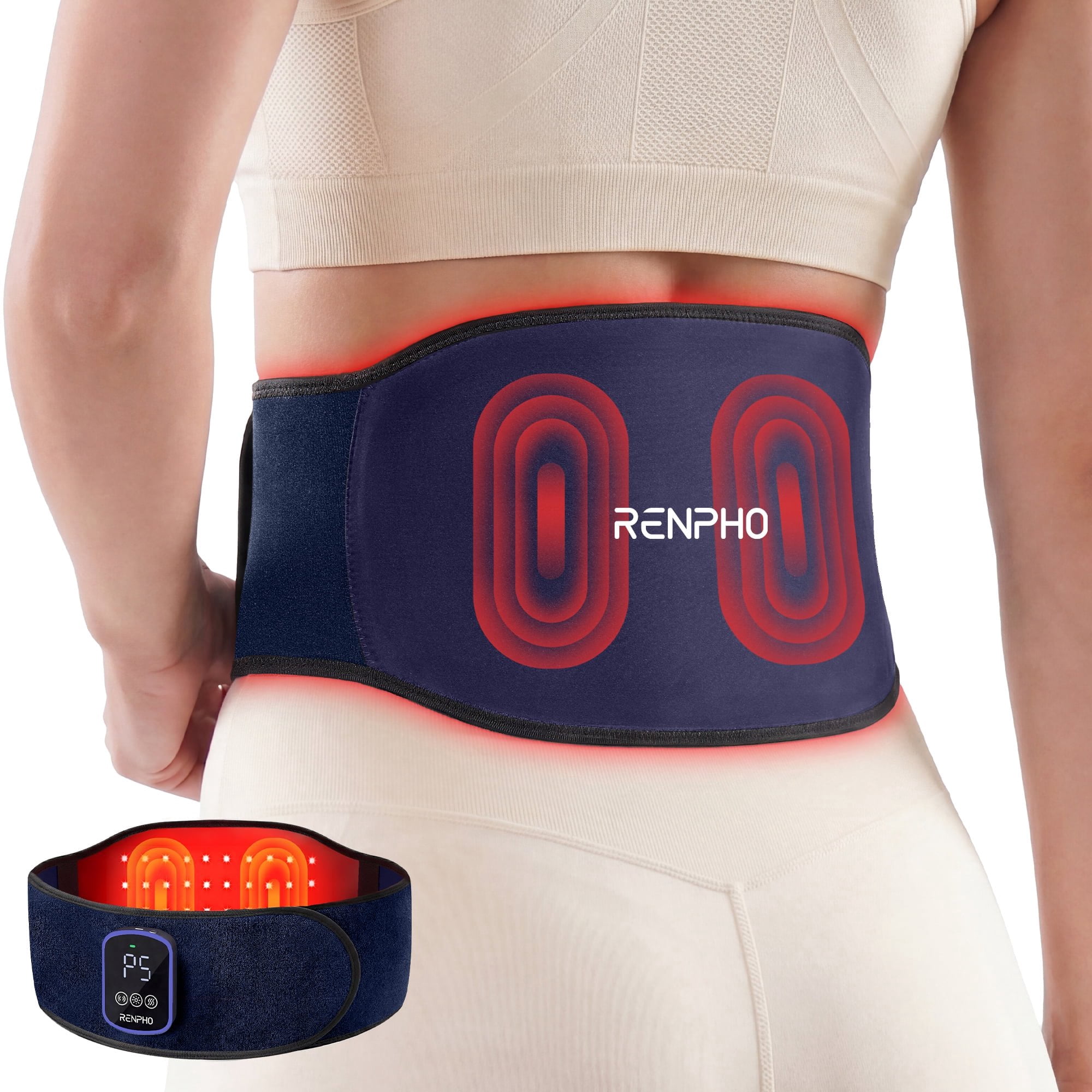 RENPHO Back Massage with Heat & Red Light Therapy, 660nm & 850nm ...