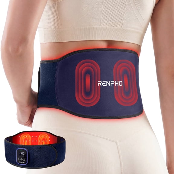 RENPHO Back Massage with Heat & Red Light Therapy, 660nm & 850nm Infrared Red Light, Cordless Heating Pad for Neck, 5 Light, 4 Heat & 4 Vibration Modes, Fsa Hsa Eligible