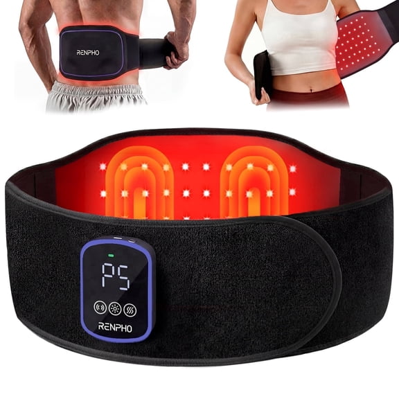 RENPHO 3-in-1 Massage Belt with Heat & Red Light Therapy, Red Light Therapy Belt with 3 Heat & 3 Vibration, 660nm & 850nm Lumbar Massaager for Waist Shoulder Back, Gift for Mother, Father