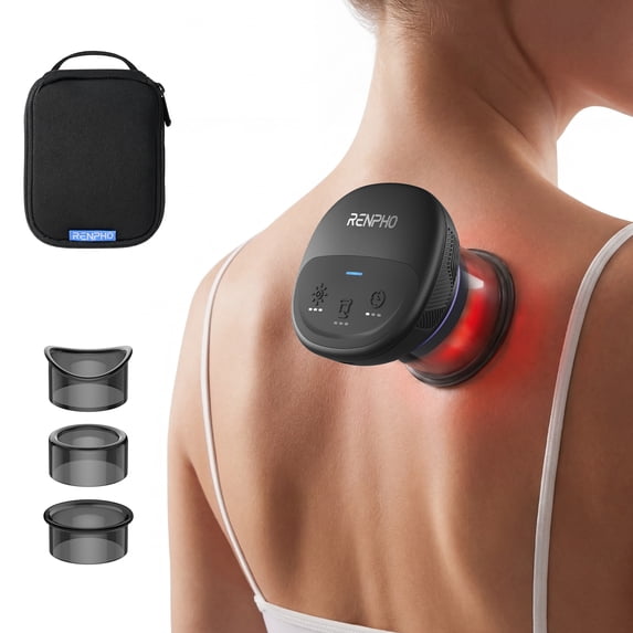 RENPHO 4-in-1 Smart Cupping Massager Kit, 850nm Infrared Heating Electric Cupping Set with 3 Cups, Portable Electric Cupping with 70 min Runtime, Multi-Device Sync
