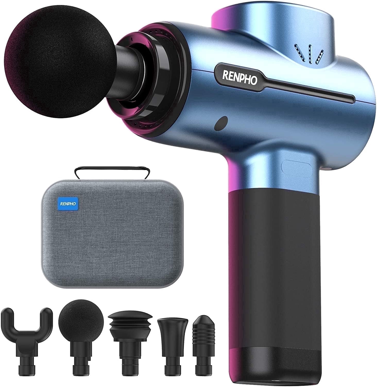 RENPHO Mini Massager Gun Deep Tissue with 5 Intensity for Body Muscle, FSA HSA Eligible,Handheld Portable Percussion Massager for Back & Neck, Christmas Gift for Men Women Father He, Blue