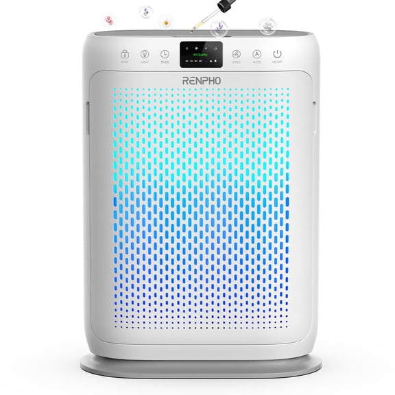 RENPHO Air Purifier for Large Room up to 2000 Sq.ft, H13 HEPA Smart Air Cleaner with PM2.5 Air Quality Monitor & Auto Mode, Remove 99.97% Home Allergies, Asthma, Odors, Dust, Smoke, Pet Hair