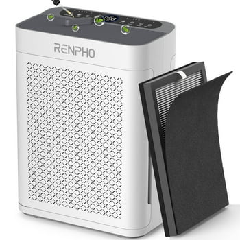 RENPHO Air Purifier for Large Room up to 3000 Sq.ft, HEPA Air Purifier with Double Washable Filter and Air Quality Sensor, Smart Air Cleaner for Allergies and Asthma, Pet Hair, Dust, Pollen, Smoke