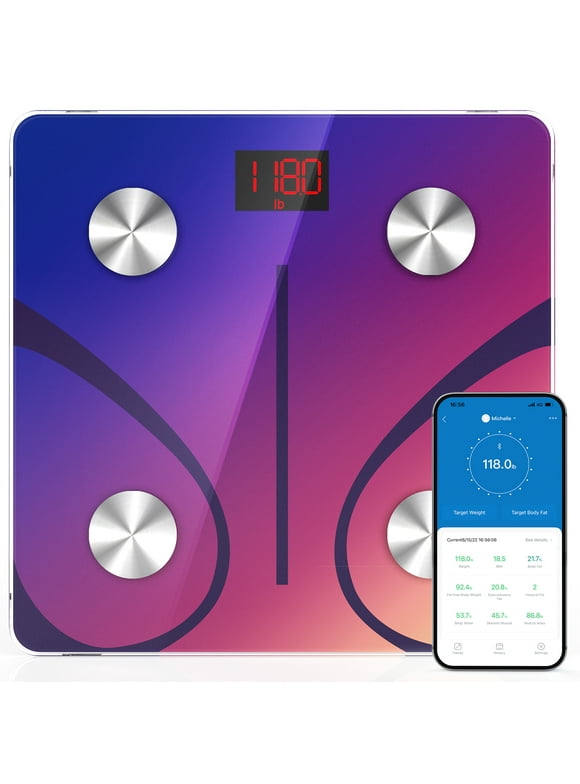 RENPHO Bluetooth Smart Body Weight Scale with App, 13 Key Metrics, 400 lbs, Red Gradient