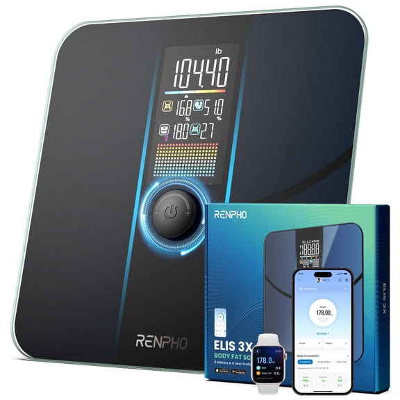 RENPHO Smart Scale for Body Weight, Body Fat Scale for BMI, Body Fat, Muscle Mass, High Accurate Bathroom Scale with Large VA Dispaly, 18 Body Composition, 400lb