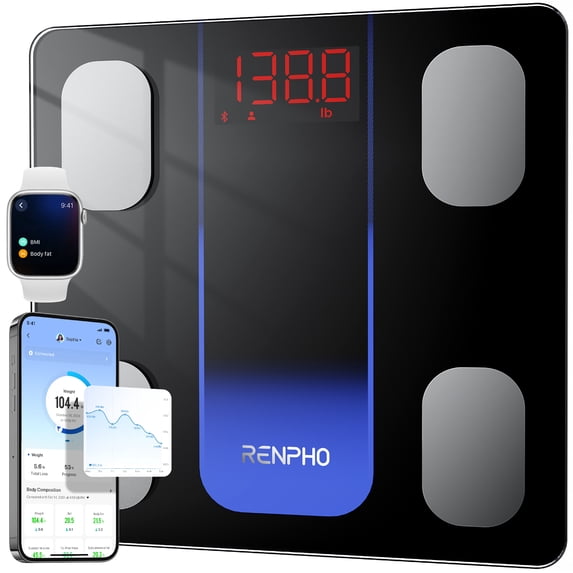 RENPHO Smart Scale for Body Weight, FSA&HSA Eligible, Digital Bathroom Scale BMI Weighing Bluetooth Body Fat Scale, Body Composition Monitor Health Analyzer with Smartphone App, 400 lb