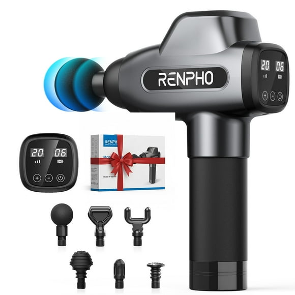 RENPHO Body Massager Muscle Massage Gun for Pain Relief Deep Tissue with 6 Massage Heads, FSA HSA Eligible, Christmas Gift for Men Women, Black