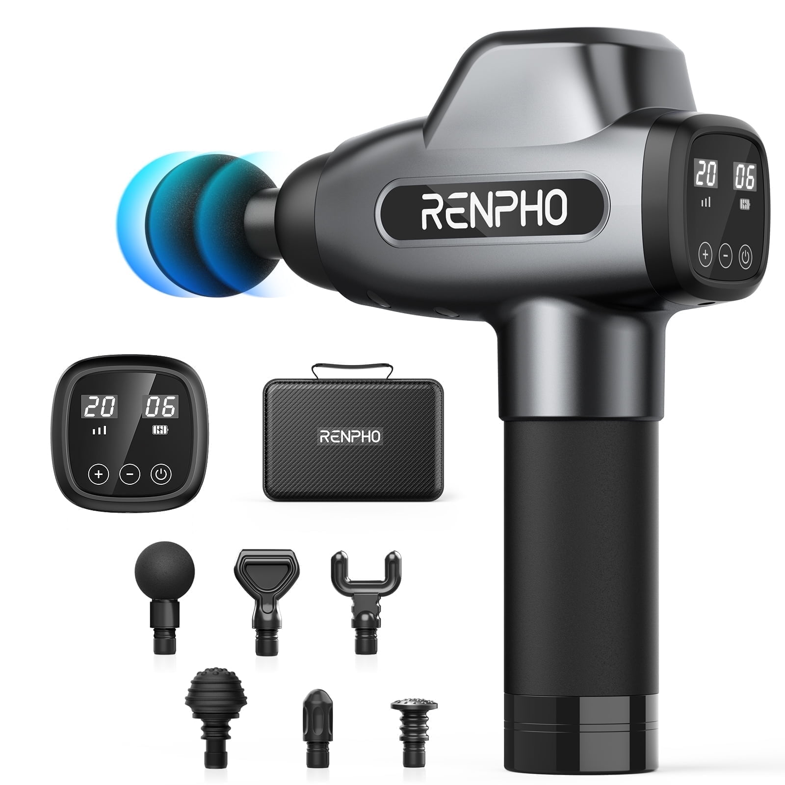 Walmart Deal of RENPHO Body Massager Muscle Massage Gun for Pain Relief Deep Tissue with 6 Massage Heads, Black
