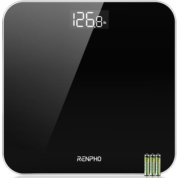 RENPHO Digital Body Weight Scale, Highly Accurate Scale for Weight, LED Display Weight Measurements, Round Corner Design, Anti-Slip, 400 lb
