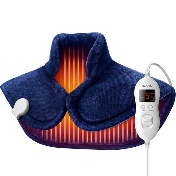 RENPHO Extra Large Heating Pad for Shoulders Neck and Back, 9 Temperature Settings, FSA HSA Eligible, 19"x 24",Birthday Christmas Gifts for Women Men, Blue