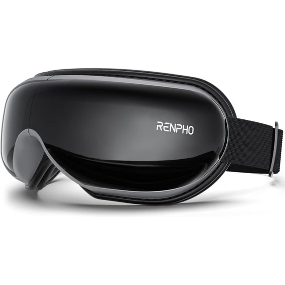 RENPHO Eye Massager with Heat & Vibration – 5 Massage Modes, Bluetooth Music, Adjustable Headband, USB Rechargeable - Black