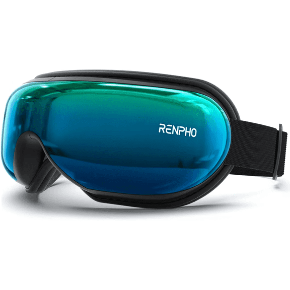 RENPHO Eye Massager with Heat & Vibration – 5 Massage Modes, Bluetooth Music, Adjustable Headband, USB Rechargeable - Green