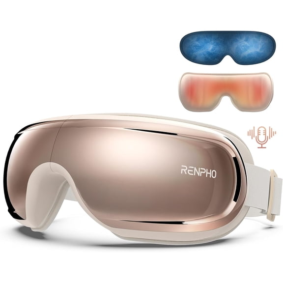 RENPHO Eye Massager with Heat and Cooling for Migraines, FSA HSA Eyeris Eye Sleep Mask with Voice Control, DIY Music Eye Relax Devices, Birthday, Valentines Gifts for Women/Men