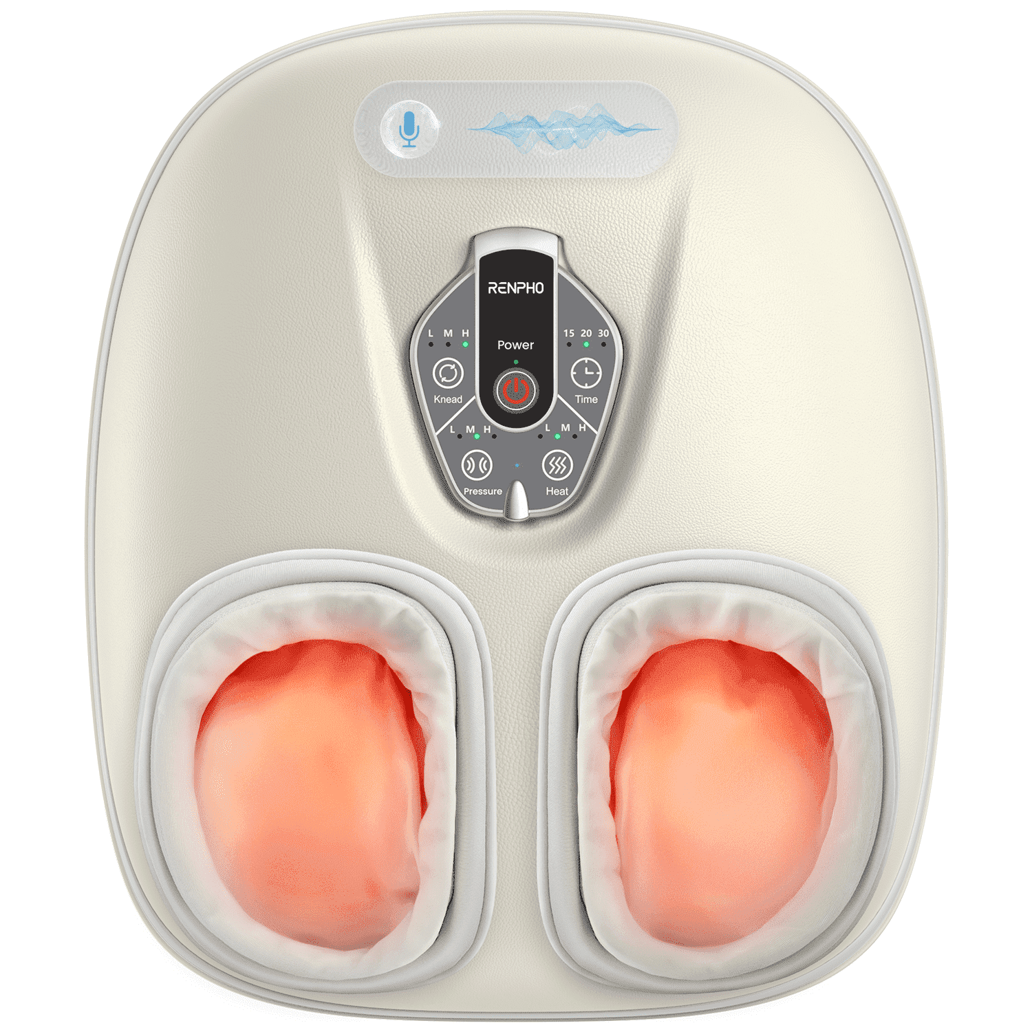 RENPHO Foot Massager Machine with Heat [2026 Upgraded], Shiatsu Foot Massager for Plantar Fasciitis, Gift for Women Men Mom Dad, Exclusive Voice Control, Beige