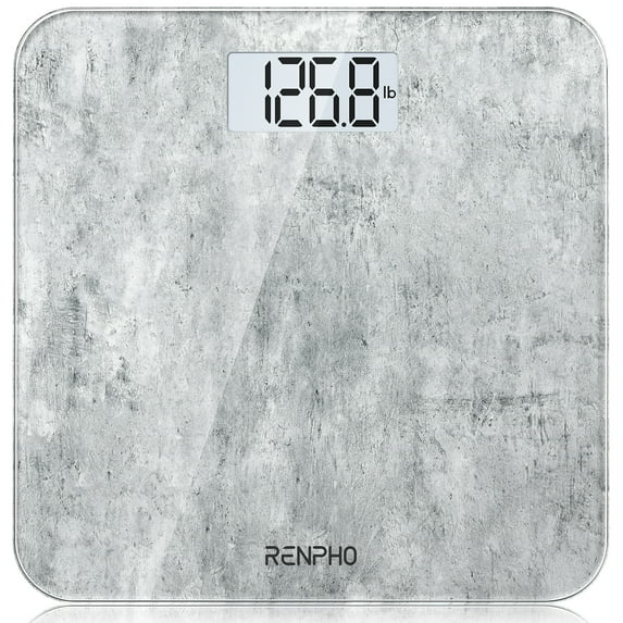 RENPHO Highly Accurate Digital Body Weight Scale, 400 lb, Cement Pattern