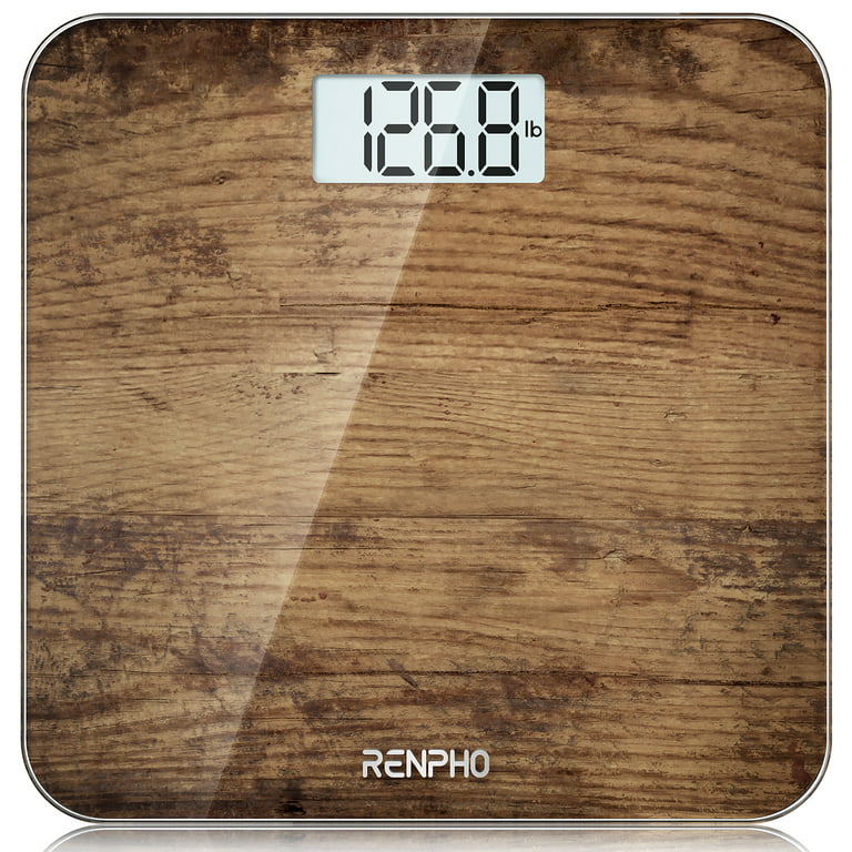 RENPHO Highly Accurate Digital Body Weight Scale, 400 lb, Wooden