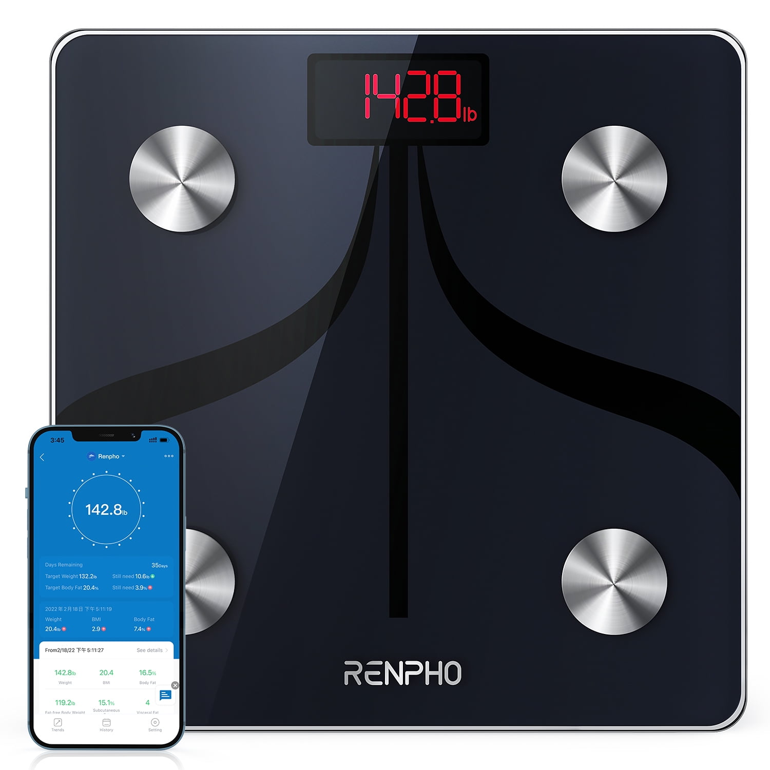 RENPHO Larger Size Bluetooth Smart Scale for Body Weight with Smart App