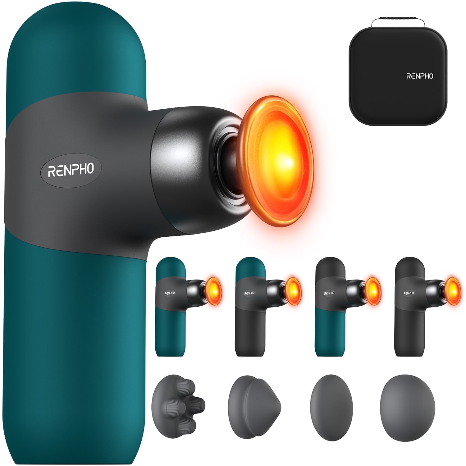 RENPHO Mini Massage Gun with Heat, Muscle Massager Deep Tissue for Back Neck Pain Relief, Portable Handheld Travel with Carry Case, Gift