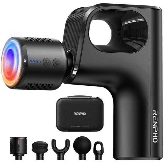 RENPHO Mini Massage Gun with Heat and Cold, Mother's Day Gifts for Women Mom, Handheld Deep Tissue Back Massager Ergonomic Design 5 Speeds for Muscle Therapy