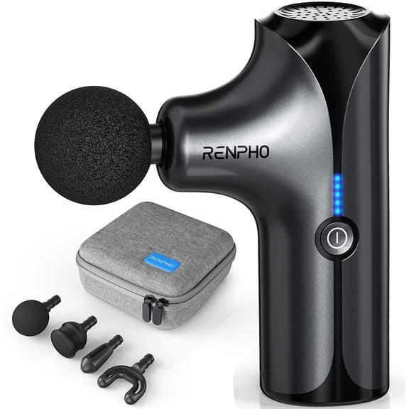 RENPHO Pocket-Sized Deep Tissue Mini Massager Gun with 4 Massage Head & Carry Case, Black