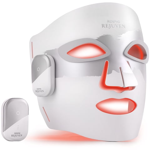 RENPHO Red Light Therapy Mask, 204 LEDs Cordless LED Face Mask, 2000mAh Rechargeable Battery, 3 Light Modes, 10-Min Timer, 850nm NIR Skincare Gift for Women Home Use
