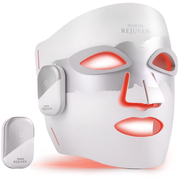 RENPHO Red Light Therapy Mask, 204 LEDs Cordless LED Face Mask, 2000mAh Rechargeable Battery, 3 Light Modes, 10-Min Timer, 850nm NIR Skincare Gift for Women Home Use