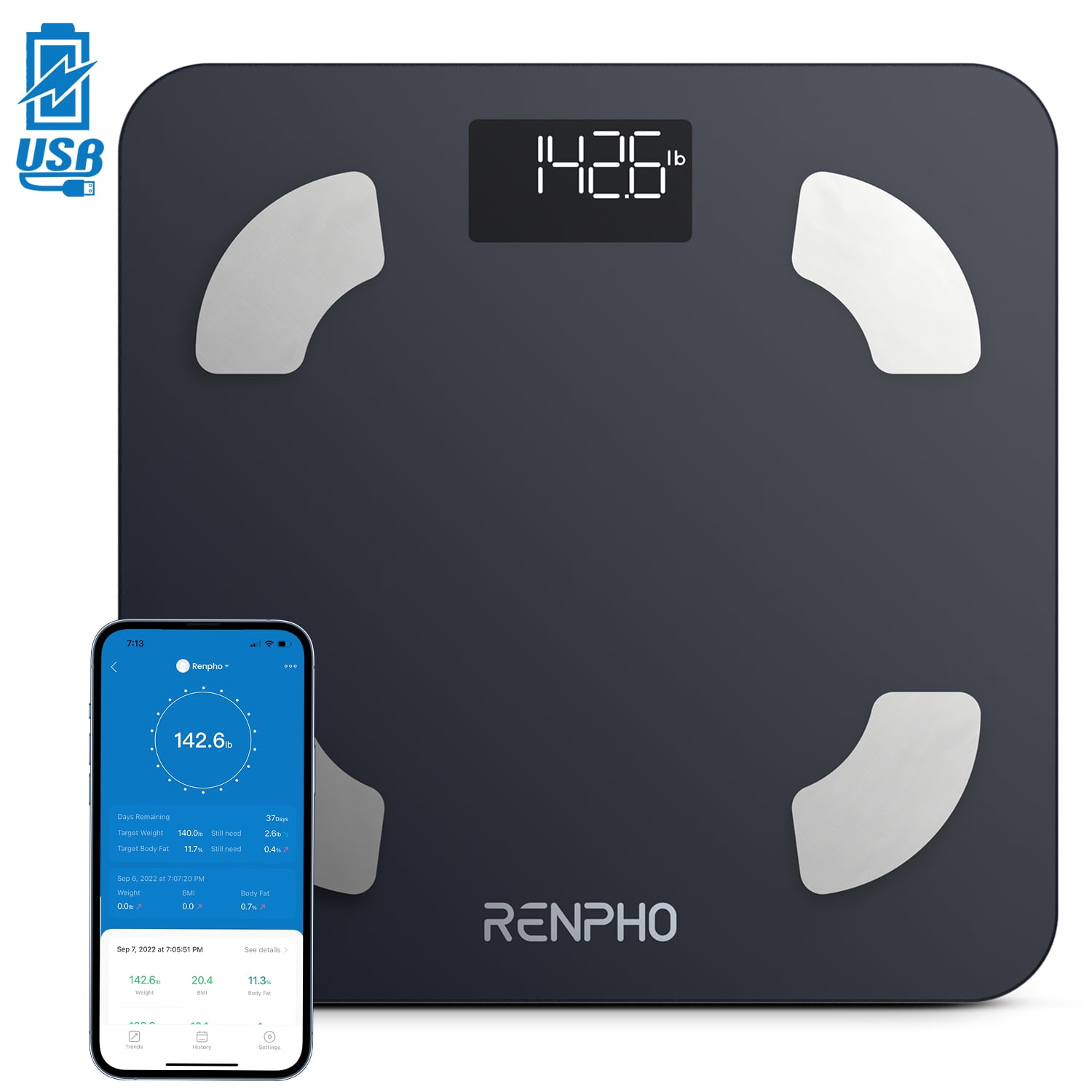 Best Buy: Conair Weight Watchers Bluetooth Body Analysis Scale Black WW930XF