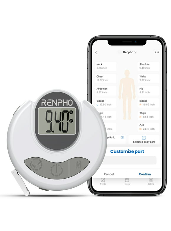 RENPHO Smart Tape Measure with App, Bluetooth Body Measuring Tape for Body Circumference Monitoring, Mother-to-Be, Bodybuilder