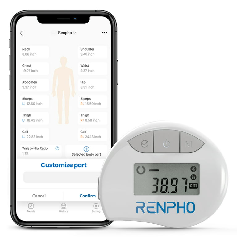 RENPHO Bluetooth Smart Tape Measure Body Scale with App, White PUS