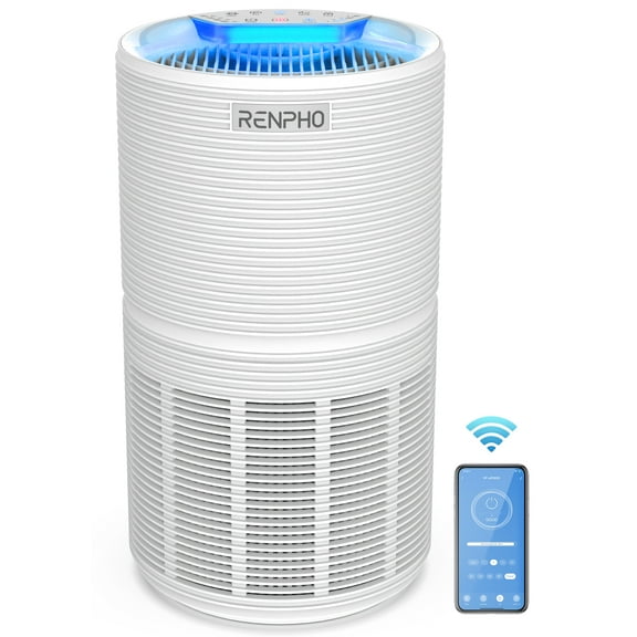 RENPHO Smart Wifi Air Purifier for Allergies & Asthma, H13 True HEPA Filter, Air Cleaner for Large Room, White