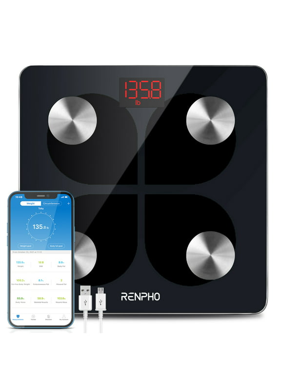 RENPHO USB Rechargeable Digital Smart Scales for Body Weight with App, 396 lbs