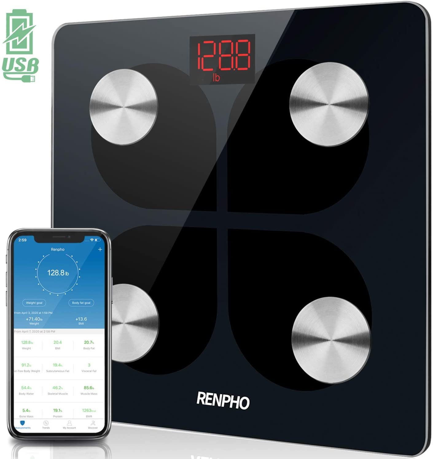 RENPHO Smart Body Fat Scale, Digital Bathroom Scale, Body