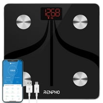 RENPHO USB Rechargeable Smart Scale for Weight & Body Fat, Black, 396 lbs