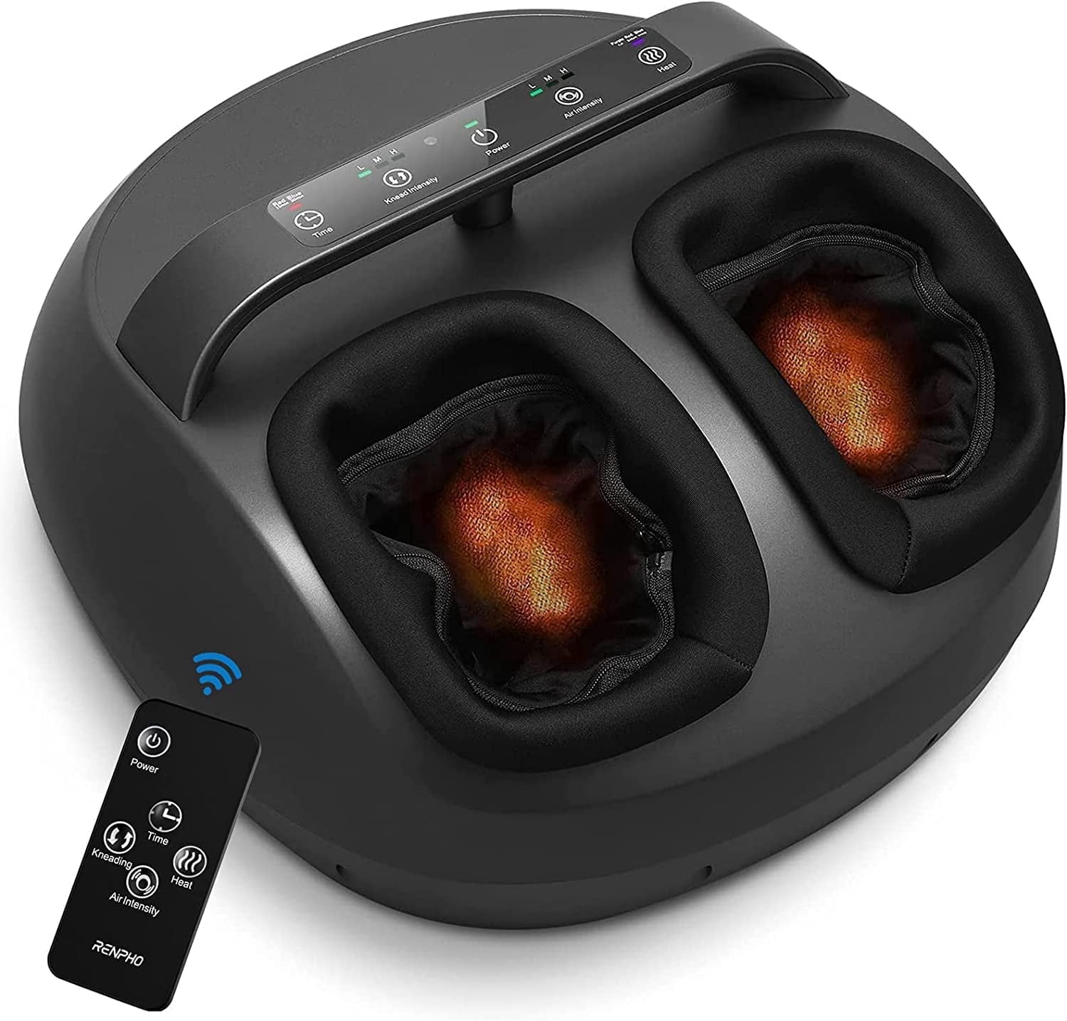 RENPHO Upgraded Foot Massager Machine with Heat and Remote, Handle Shiatsu Deep Kneading Multi Level Full Cover Massager Relief for Tired Muscles and Plantar Fasciitis, Fits Feet up to Size 12