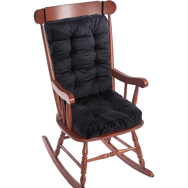 RENR Rocking Chair Cushions Set, Rocking Chair Pads with Ties Soft Thicken Seat Pads Cushion Pillow for Indoor, Office, Home, Rocking Chairs (Black)