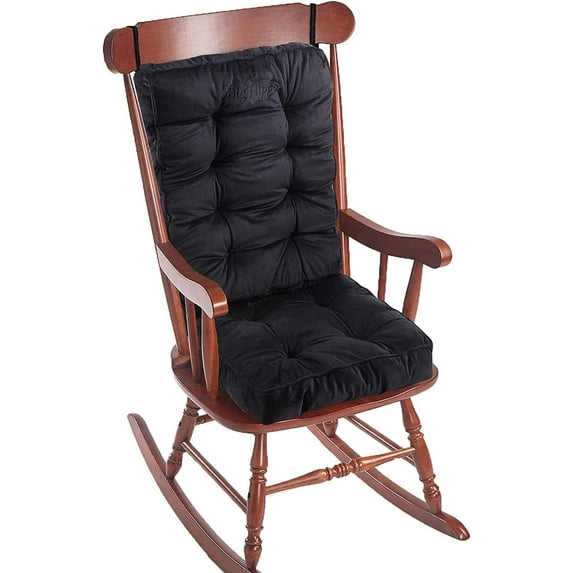 RENR Rocking Chair Cushions Set, Rocking Chair Pads with Ties Soft Thicken Seat Pads Cushion Pillow for Indoor, Office, Home, Rocking Chairs (Black)